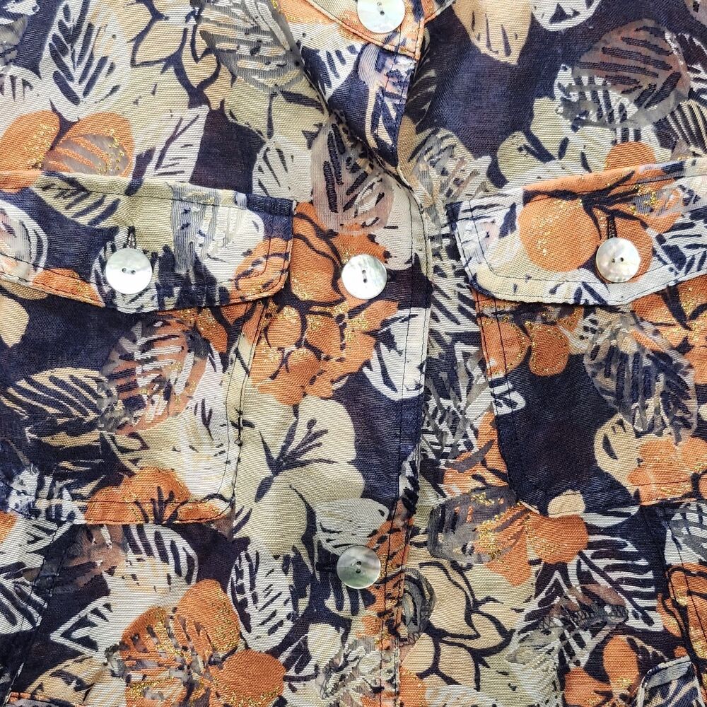 Ruby Rd Floral Jacket Orange Button Front Women's Size 10 Tropical Spring - Picture 3 of 10